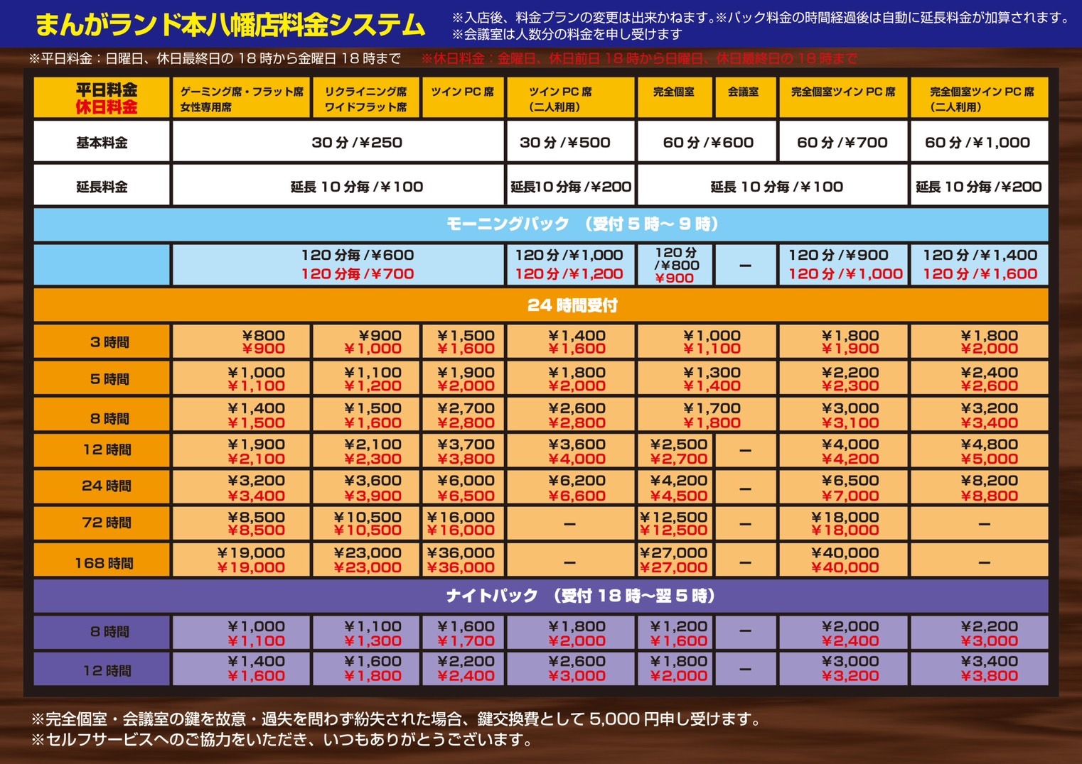 料金変更いたしました まんがランド本八幡店
